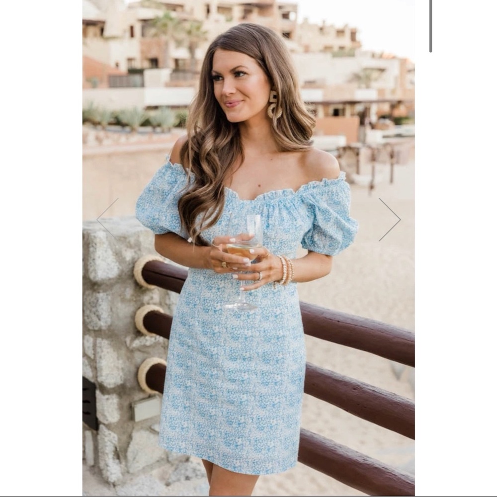 CMCOVING X PINK LILY OFF SHOULDER BLUE DRESS